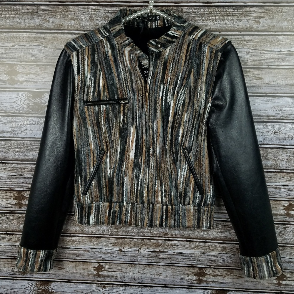 Designer Nikki Rich textured black leather jacket